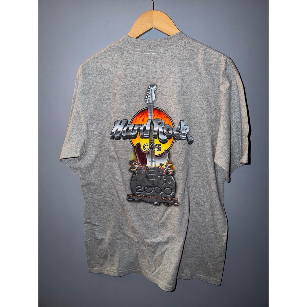 Hard Rock Cafe Cozumel 2000 Evolution of Rock Graphic T-Shirt Gray Mens Large